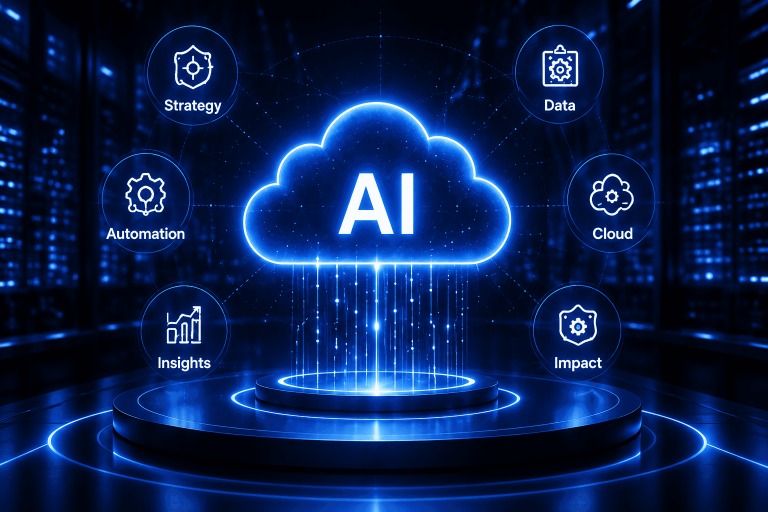 AI cloud platform with strategy, automation, insights, data, cloud, and impact capabilities
